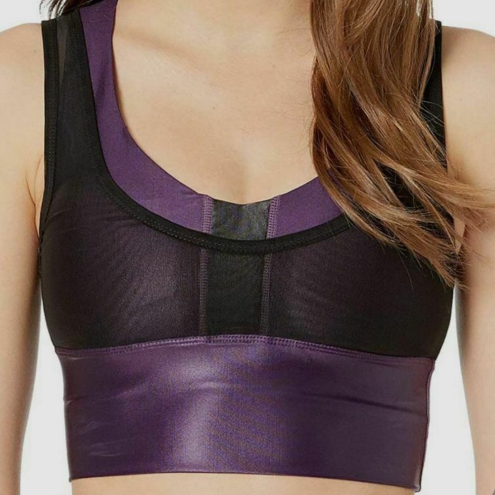 ASICS NWT MOTO FEMME SPORTS BRA NIGHT SHADE PERFORMANCE BLACK SMALL BLACK PURPL